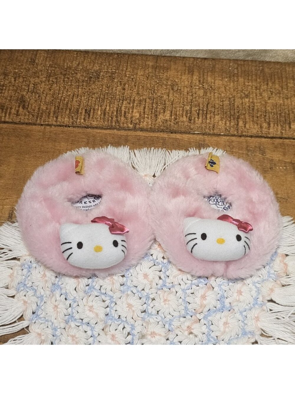 Build A Bear Workshop BABW Pink Fuzzy Hello Kitty Plush Slippers